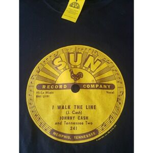 Vntg JOHNNY CASH  I Walk The Line SUN RECORD Co.  XL Men Black T Shirt NWT